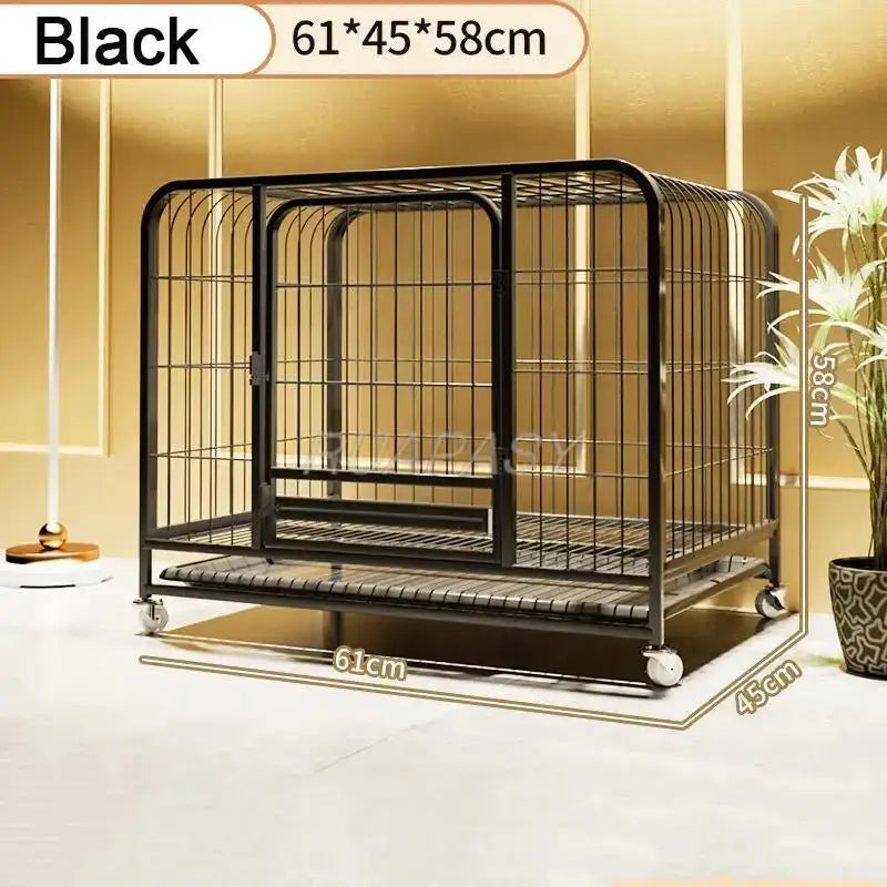 Metal Dog Crate Furniture with Door Pet Dog Cages House with Leak-Proof Pan Removable Tray Floor Protecting Kennel