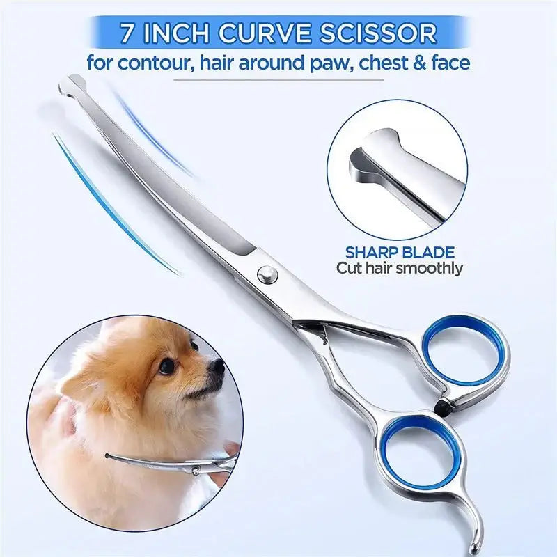 New Safty Pet Grooming Scissors Round Head Professional Stainless Steel Scissors for Cutting Dog Hair Pets Shears