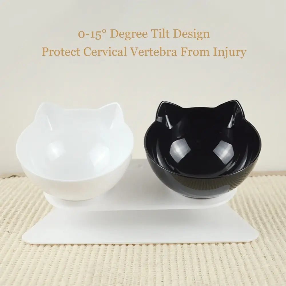 Non-Slip Double Cat Bowls with Raised Stand - Food & Water Feeder - Dog bows and dishes