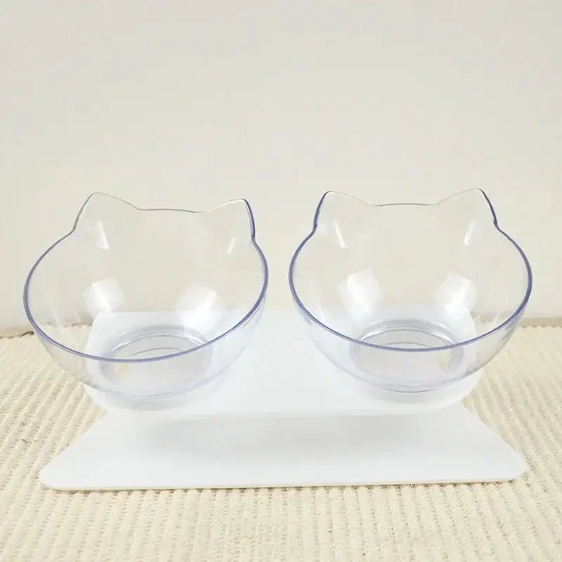 Non-Slip Double Cat Bowls with Raised Stand - Food & Water Feeder - Dog bows and dishes