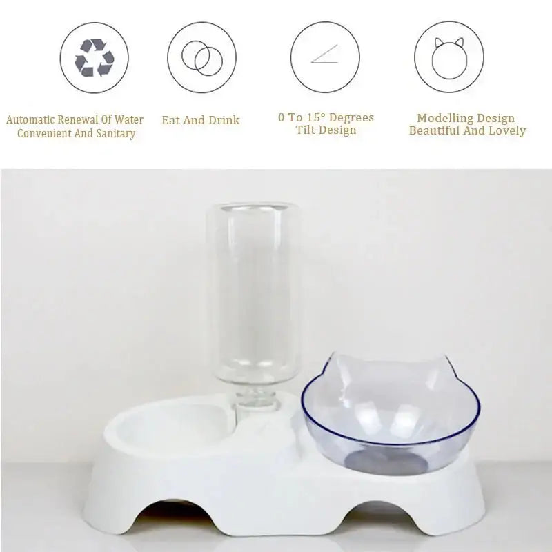 Non-Slip Double Cat Bowls with Raised Stand - Food & Water Feeder - Dog bows and dishes