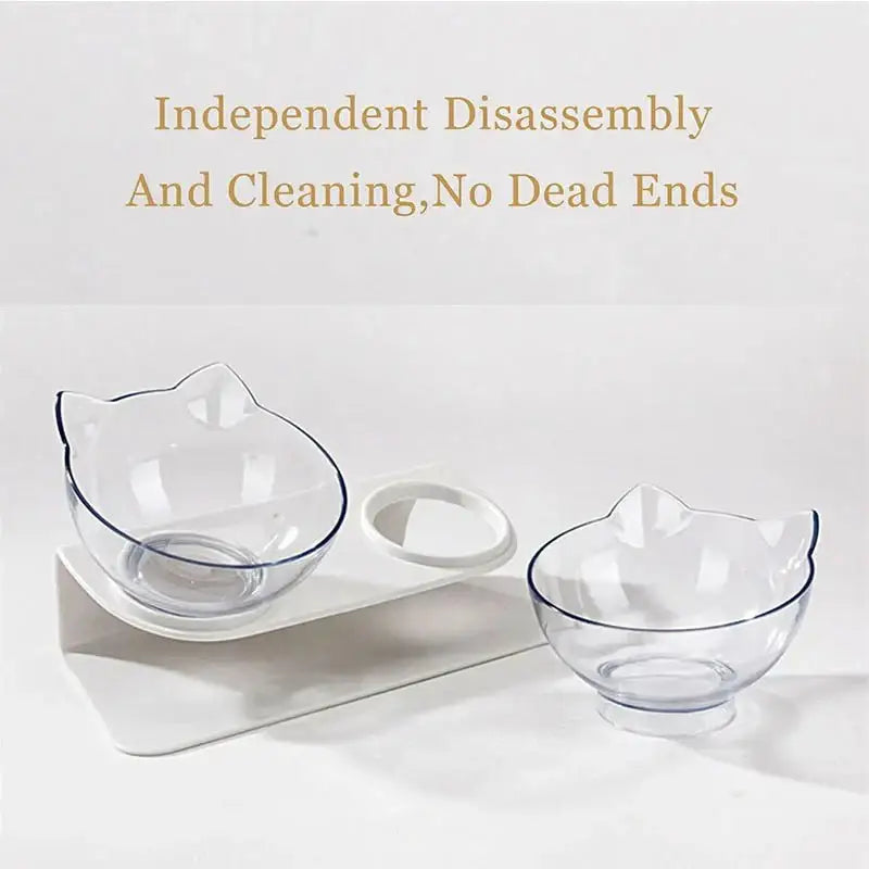 Non-Slip Double Cat Bowls with Raised Stand - Food & Water Feeder - Dog bows and dishes