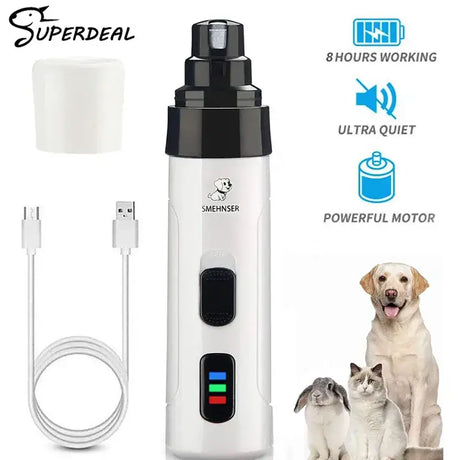 Painless USB Charging Dog Nail Grinders Rechargeable Pet Nail Clippers Quiet Electric Dog Cat Paws Nail Grooming