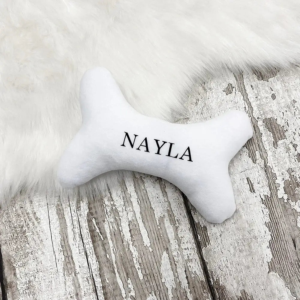 Personalized White Bone Dog Toy – Durable Squeaky & Customizable! - Plush toys