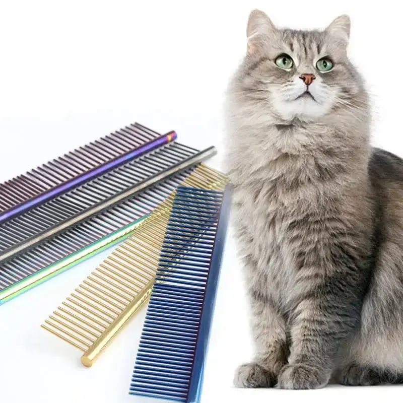 Pet De-matting Comb Stainless Steel Pet Grooming Comb For Dogs And Cats Hair Removal Comb Cleaning Tools Beauty Dog