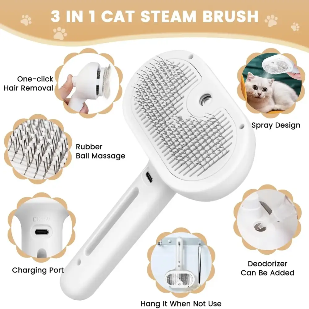 Pet Spray Grooming Comb Remove Floating Hair Fluffs Hair Water Steam Styling for Dogs Cats accessories - WHITE - Dog