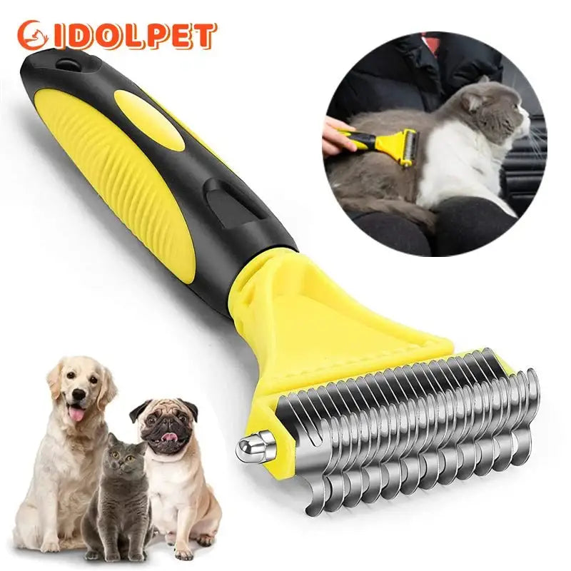 Pets Stainless Steel Grooming Brush Two-Sided Shedding and Dematting Undercoat Rake Comb - Zoo Bestie Online Shop