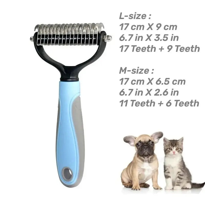 Pets Stainless Steel Grooming Brush Two-Sided Shedding and Dematting Undercoat Rake Comb - Zoo Bestie Online Shop