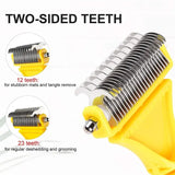 Pets Stainless Steel Grooming Brush Two-Sided Shedding and Dematting Undercoat Rake Comb - Zoo Bestie Online Shop