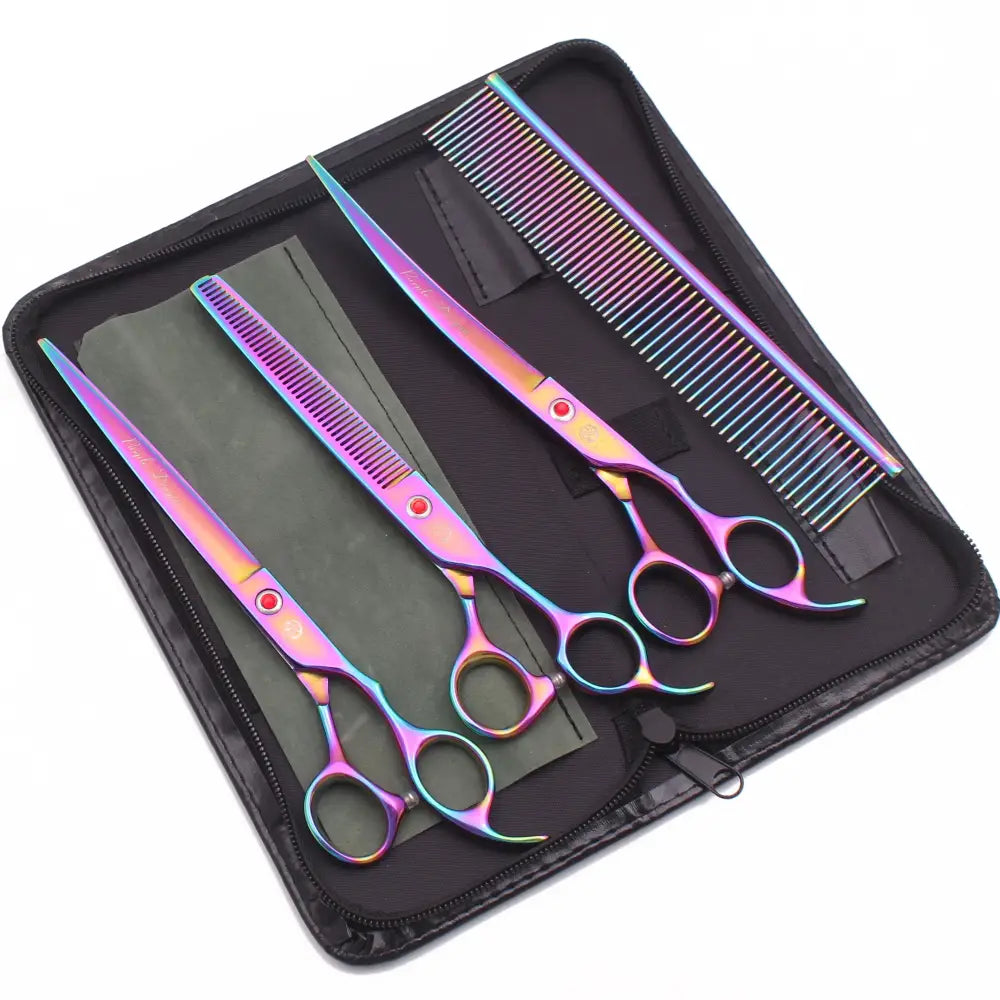 Purple Dragon 8 Inch Dog Grooming Scissors Thinning Shears Professional Cat Pet Scissors Hair Comb Cutting High Quality