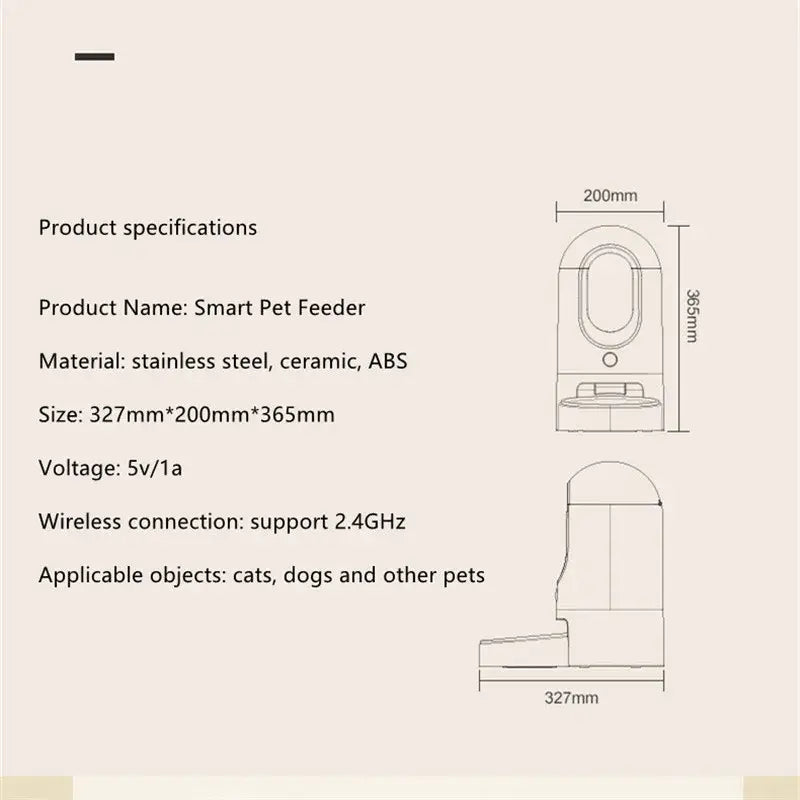 Smart Automatic Pet Feeder | WiFi Remote Control 2.4L Capacity - Dog automatic feeders