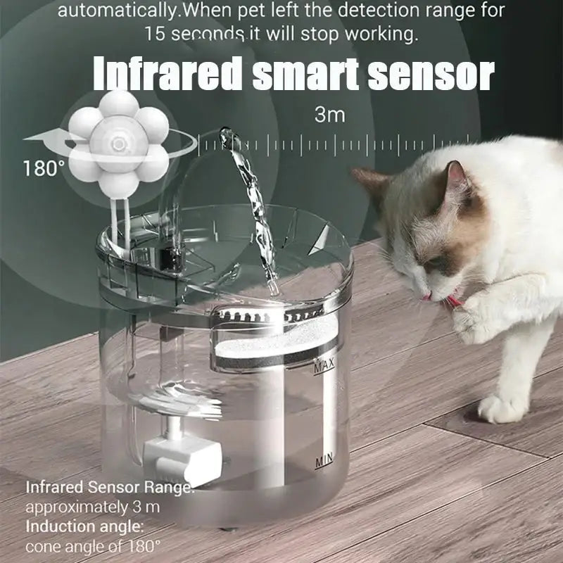 Smart Cat Water Fountain - Infrared Sensor USB Flower Design 🌸 - Dog automatic waterers