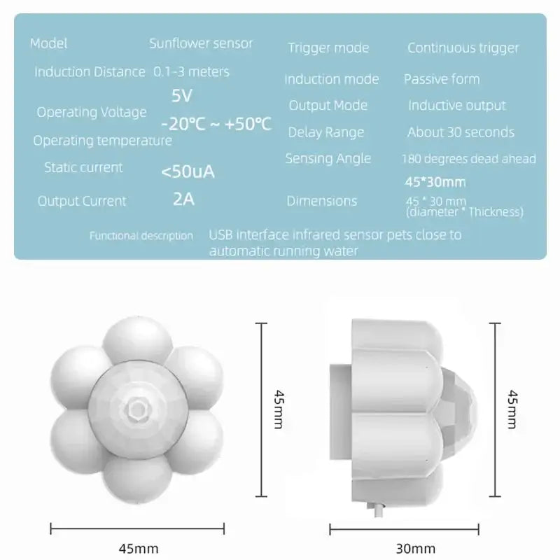 Smart Cat Water Fountain - Infrared Sensor USB Flower Design 🌸 - Dog automatic waterers