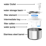 Stainless Steel Cat Water Fountain | Quiet Sensor Automatic Dispenser - Dog automatic waterers