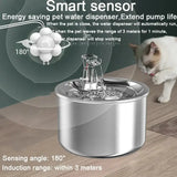 Stainless Steel Cat Water Fountain | Quiet Sensor Automatic Dispenser - Dog automatic waterers