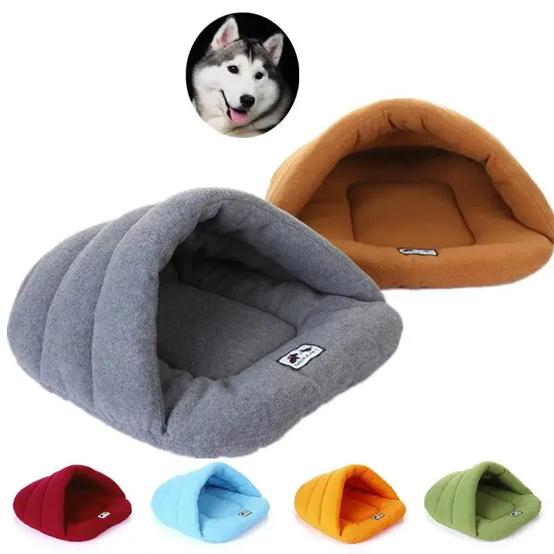 Warm Fleece Dog Beds Winter Warm Polar Pet Heated Soft Mat Slippers Beds Kennel House For Cats Sleeping Bag Nest Cave